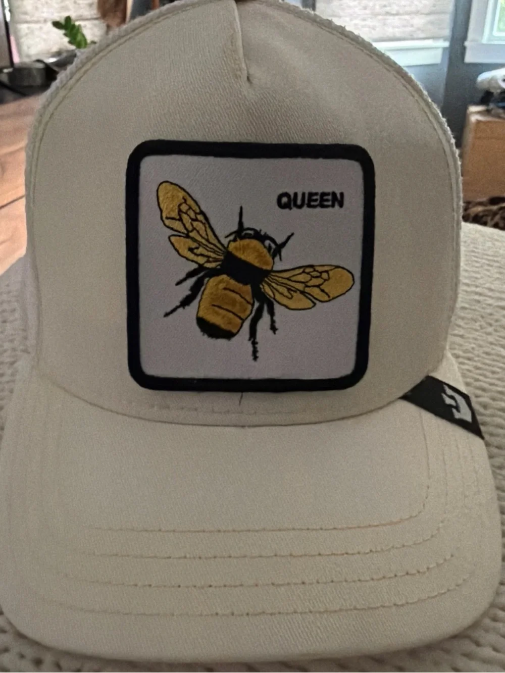 Que Yellow and Black Bee Patch Cap